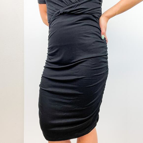 NWT French Connection Size 6 Jersey Stretch Ruched Bodycon Mini Dress Black - Picture 10 of 12